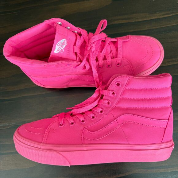 Shoes - Vans Off The Wall SK8 Hi-Top Neon Pink Skate Skateboard Shoes Women's 8.5 /Men 7